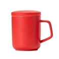 thumbnail image 2 of Ceramic Tea Infuser Cup with Lid - Handle Tea Cup with Strainers for Loose Leaf Tea，Enhanced Heat Protection，Business Mug Office Mug Ceramic Mug | Red, 2 of 8