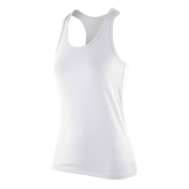 Spiro - Camiseta sin mangas modelo impact Softex para mujer (Blanco)