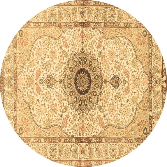 Ahgly Company Indoor Round Medallion Brown Traditional Area Rugs, 8' Round