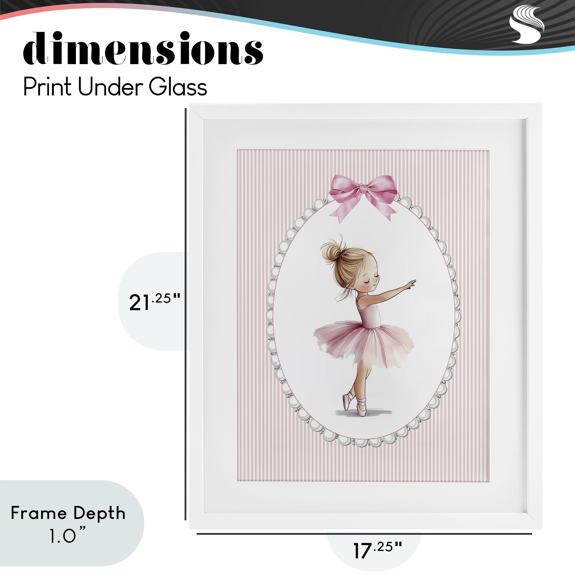 Stupell Industries Blush Pink Ballerina White Framed Print Under Glass, design by Christine Simpson Art