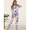 thumbnail image 3 of Pijama de mujer para el hogar, otoño e invierno, pantalones de manga larga con efecto tie-dye, 3 of 5