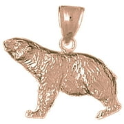 14K Rose Gold Brown Bear Pendant - 25 mm