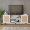 Rattan TV Stand for 75" 65" TVs, Boho TV Entertainment Center Console