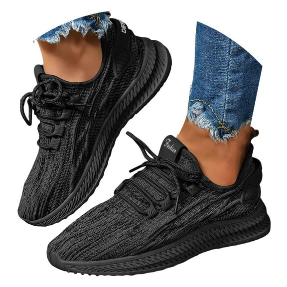 Dakaela Running Shoes for Women Mesh Walking Tennis Shoes Non Slip Gym Workout Fashion Sneakers Black 6