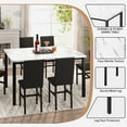 thumbnail image 3 of Baxluxe Dining Table Set for 6, Rectangle Faux Marble Kitchen Table and Chairs Set, 7 Pieces Dining Table with 6 PU Leather Dining Chairs, 6-Person Dining Room Set for Large Family, White+Black, 3 of 9