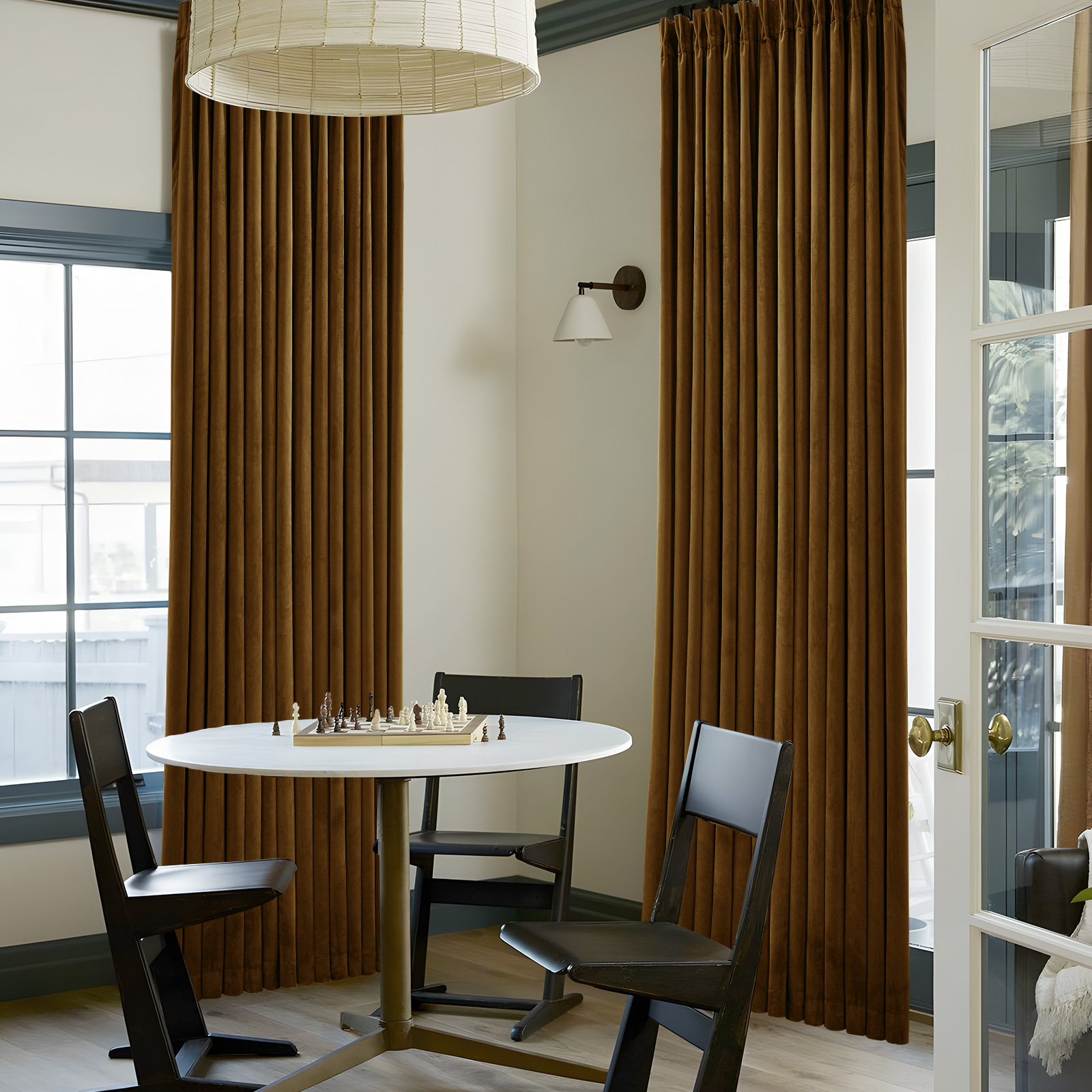 Galenzoov 40*96 inch 2 Panels Pinch Pleated Velvet Curtains for Home, Blackout Heat Blocking Window Curtains with Hooks for Bedroom,Living room,Office,Gold Brown