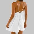 thumbnail image 2 of Backless Camisole Tops Women Sleeveless Mini Dress Tie Front Loose Spaghetti Strap Summer Travel Casual Clothes (S, White), 2 of 8