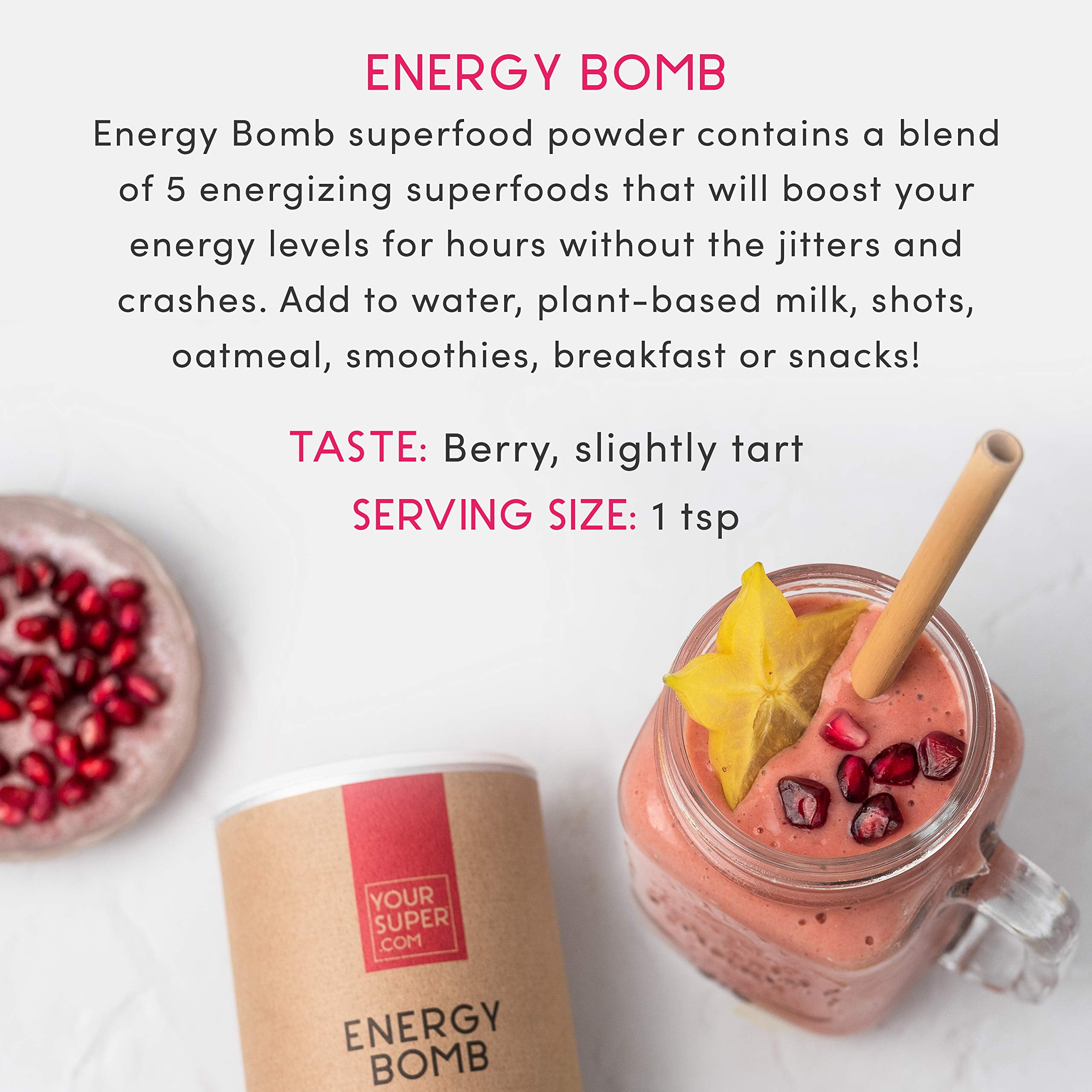 Your Super Energy Bomb Superfood Mix - Plant-Based Energizing Powder, 7.05  Ounces, 40 Servings 