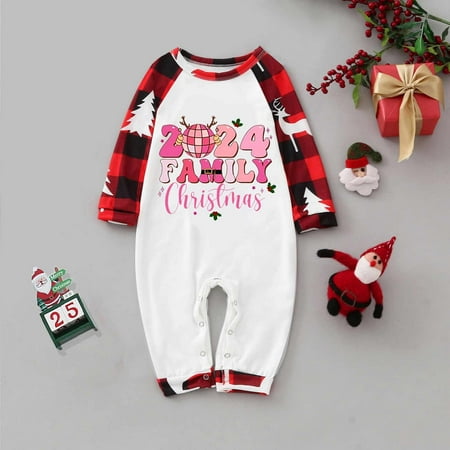 

White Pajamas for Baby Set Bady s Christmas 2024 Family Christmas Printed Home Leisure Split Sleepwear Two Piece Set Parent Child Set Christmas Pajamas for Family