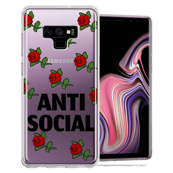 MUNDAZE for Samsung Galaxy Note 9 Anti Social Roses Design Double Layer Phone Case Cover