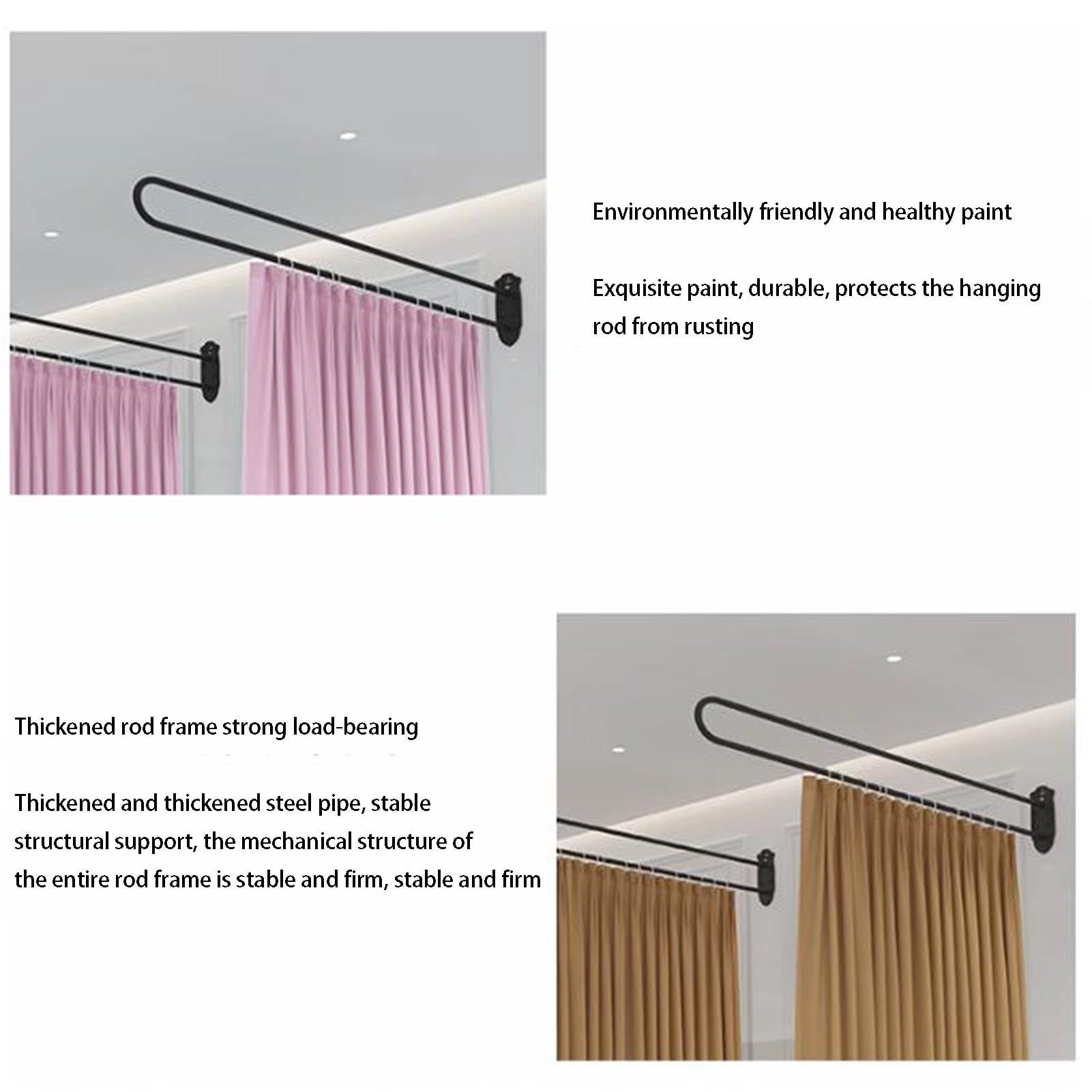Wall Mounted Beauty Salon Partition Curtain,U-Shaped Support Rod Privacy Curtain Translucent,Privacy Screen Room Divider for Fitting Room Bedroom SPA Lounge