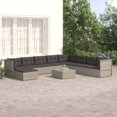 thumbnail image 1 of vidaXL 9 Piece Garden Lounge Set with Cushions Grey Poly Rattan, 1 of 5