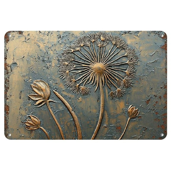 1pc Dandelion Metal Wall Art, Vintage Style Decorative Sign & Plaque, Multipurpose Indoor/Outdoor Hanging Tin Poster for Garage, Cafe, Bar, Club, Living Room