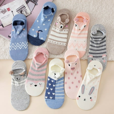 

AYYUFE 1 Pair Women Socks Low Top Cartoon Design Invisible Allergy Free Non-slip Cold-resistant Ankle Length Cute Animal Cotton Short Socks for Outdoor