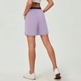 thumbnail image 5 of LangJing Yoga Shorts for Women Dressy 2026 Summer Casual Wide Leg Shorts Elastic High Waisted Business Work Short with Pockets Purple,XXL, 5 of 7