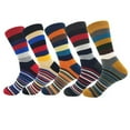 thumbnail image 2 of Cheers.US 4 Pairs Men Cool Colorful Fancy Novelty Casual Combed Cotton Crew Socks Spring Autumn Fashion Stripe Middle Tube Elastic Soft Socks, 2 of 6
