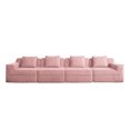 thumbnail image 5 of Modular 4 Seat Boneless Sofa, Cloud Sectional Couch with Deep Seat, Modern Modular 4-Seat Sofa Couch with Throw Pillows Corduroy Fabric Pink, 5 of 11