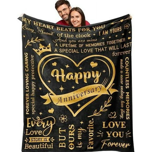 Happy Anniversary Blanket Gifts , Anniversary Romantic Gifts for Him/Her, Gifts for Wife/Husband/Boyfriend/Girlfriend Anniversary, Anniversary Wedding Gifts for Women/Men