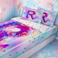 thumbnail image 3 of meiyoeat Flower Butterfly R Initial Rainbow Zipper Comforter Set with Fitted Sheet and 2 Pillowcases, Watercolor Galaxy Stars Zipper Bedding Set for Girls, Colorful Star Reversible, 3 Pieces, 3 of 6