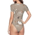 thumbnail image 4 of Gaeub Chicken Women'S Short Sleeve One Piece Swimsuit Sexy High-Waisted Bodysuit For Swimming, Beach, Sports - Large, 4 of 9
