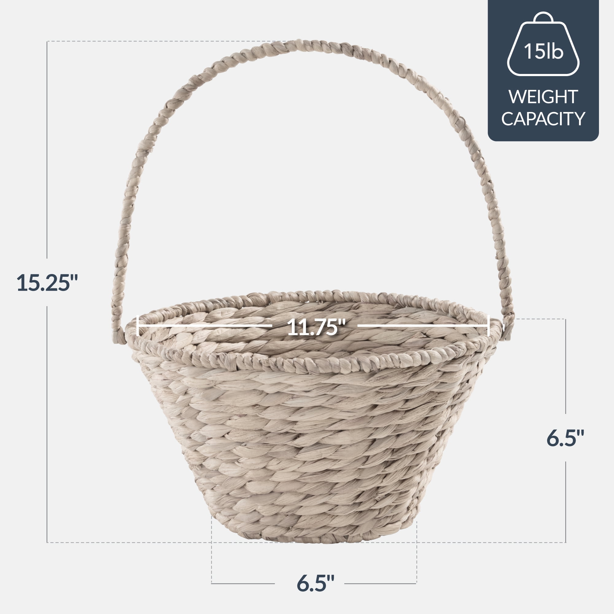 Best Choice Products Handwoven Medium Mother's Day Gift Basket, 20 inch Basket Basket w/Collapsible Handle - White