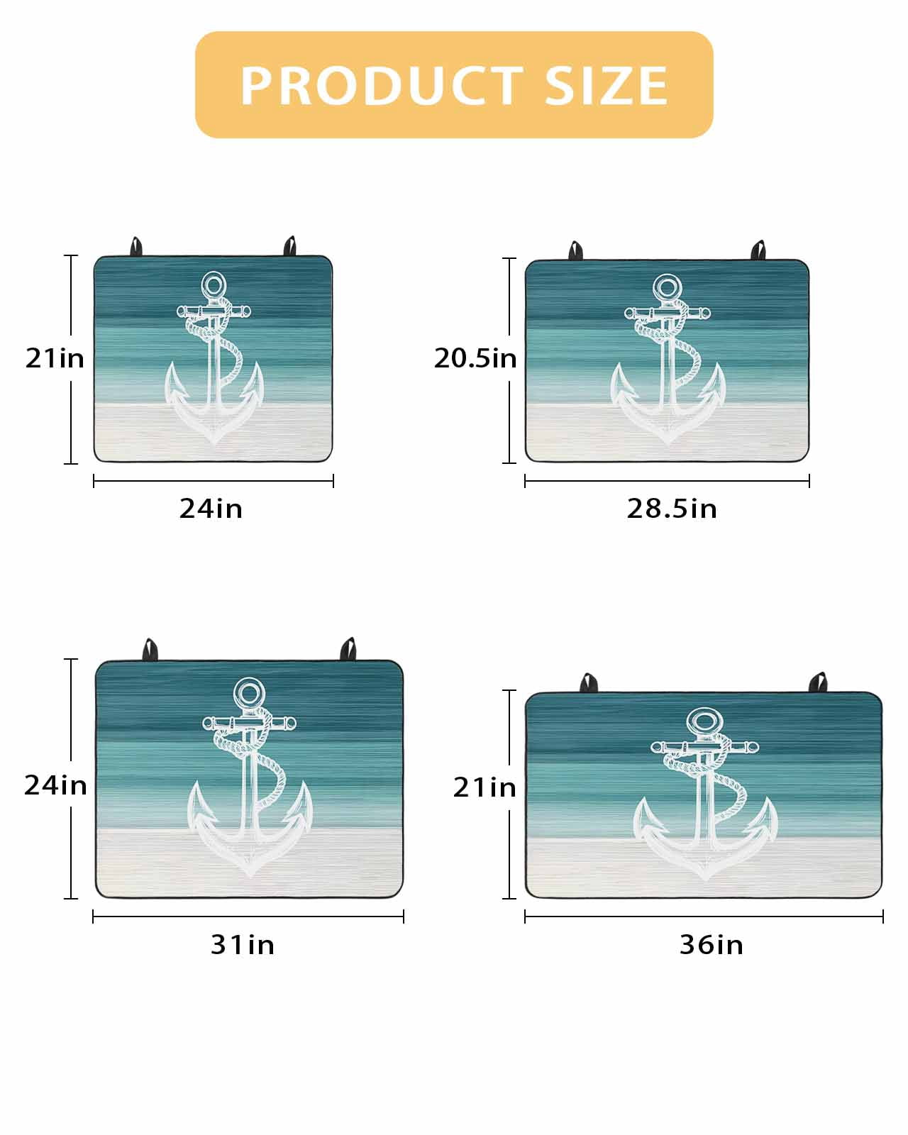 nqOlkjepod Large Induction Cooktop Protector Mat 24"x21", Nautical Anchor Teal Green Stove Top Covers for Electric Stove, Coastal Ocean Ombre Striped Stove Burner Cover Mats, Glass Top Stove Cover