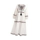 thumbnail image 4 of Vestido bohemio de manga larga, holgado, corte A, informal, tradicional, cuello redondo para primavera Blanco, 4 of 9