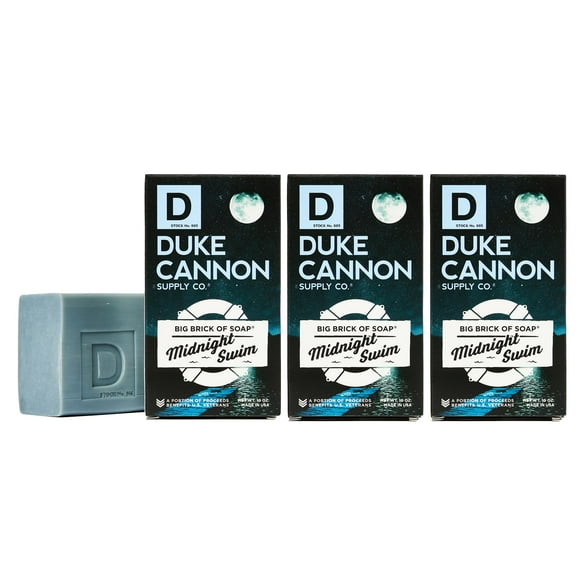 Duke Cannon Big Brick of Soap Midnight Swim - Parfum Aquatique Rafraîchissant avec des Notes de Dessus Vertes, Barre de Savon pour Hommes 10 oz (Lot de 3)