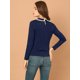 thumbnail image 5 of Blusa de manga larga Allegra K trabajo dulce volante contraste cuello Peter Pan mujer Azul marino XS, 5 of 6