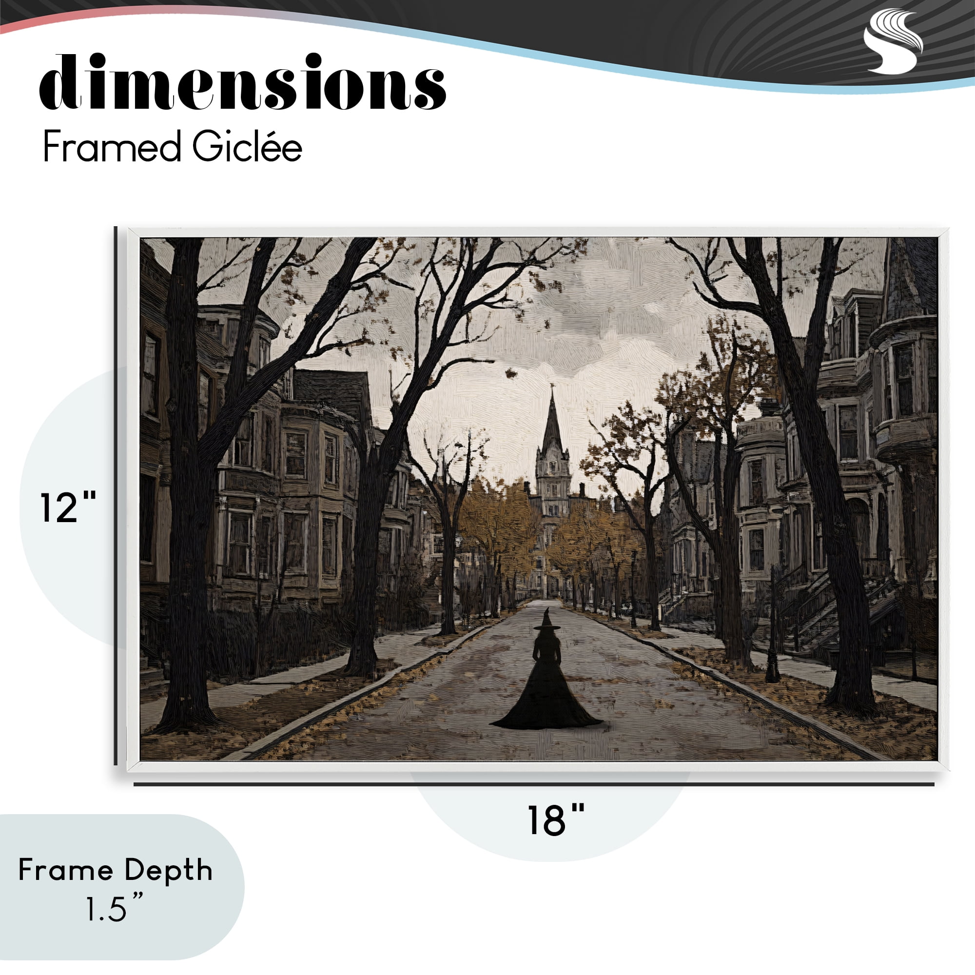 Stupell Industries Witch Strolling Town Streets White Framed Giclee Art, design by Jacky Ngan