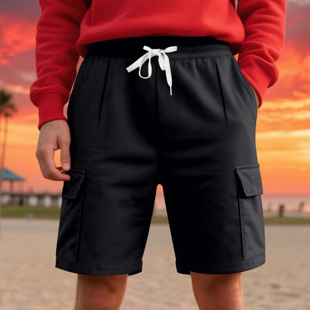 Ceisia Men's Spring Summer Fitness Shorts - Drawstring Gift Frenulum Multiple Pockets Breathable Running Five-Point Pants