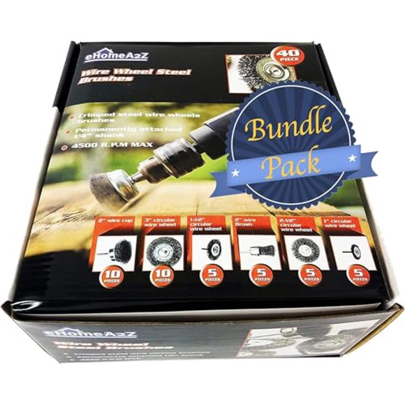 EHOMEA2Z Roue en Fil Acier (40 Pack) Gobelet pour Brosse Hexagonale 1/4 Pouce Nettoyage Détartrage Rotatif Peinture Métallique Élimination de la Rouille, pour Perceuse Électrique