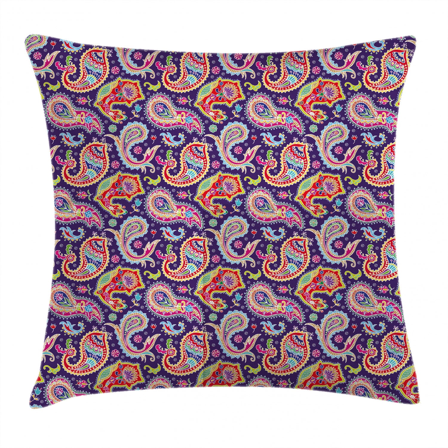 Paisley Decor Throw Pillow Cushion Cover, 60s and 70s Hippie Themed