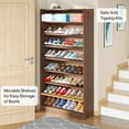 thumbnail image 4 of Tribesigns Tall Shoe Cabinet, 9 Tiers 40-45 Pairs Heavy Duty Wood Freestanding Shoe Storage Cabinet, 70.8'' Tall Shoe Cabinet with Open Storage for Entryway (Brown), 4 of 6