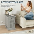 thumbnail image 6 of Furmax End Table,Nightstand with Charging Station,Side Table with Drawer & USB Ports & Power Outlets,Grey, 6 of 8