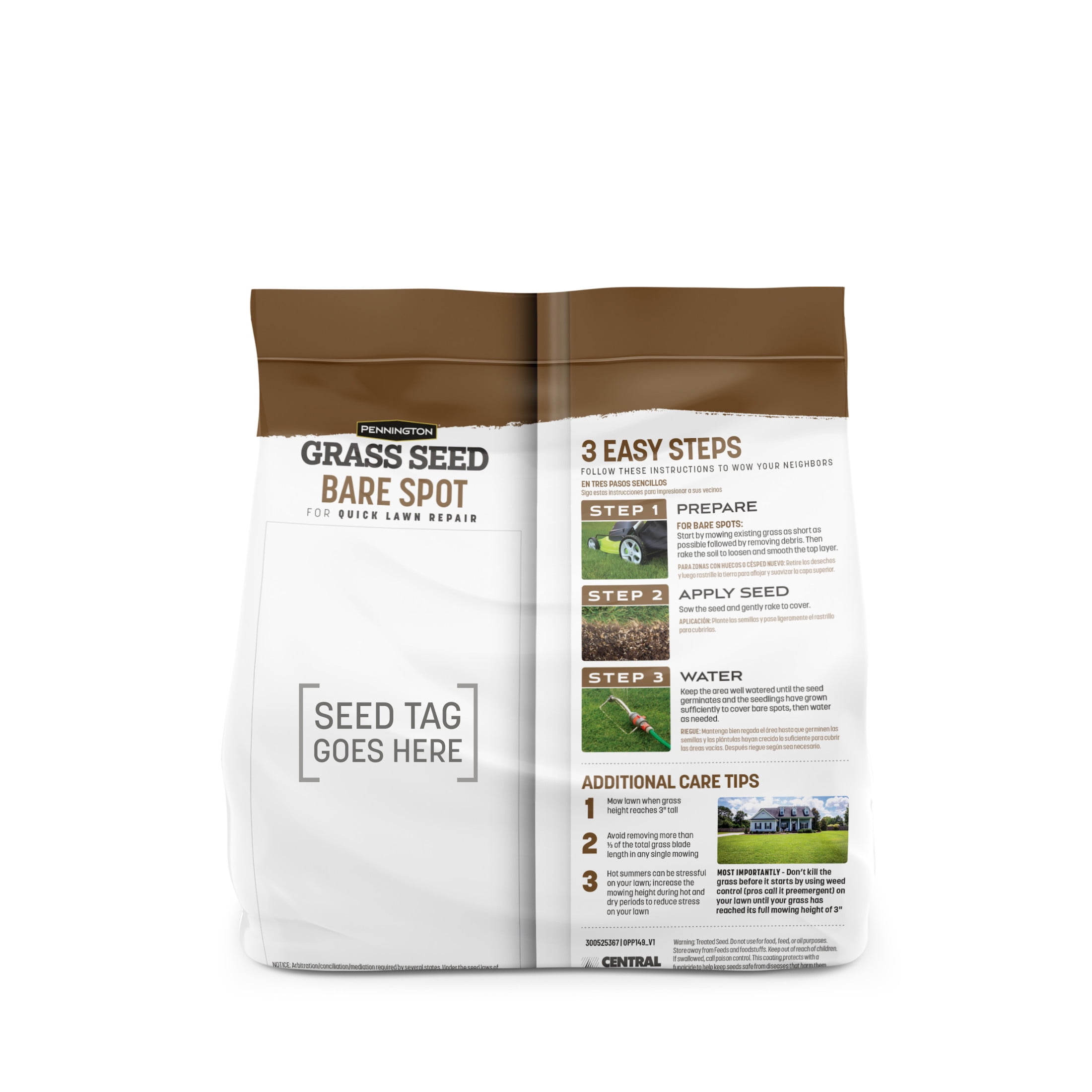 (2 pack) Pennington Bare Spot Northern Grass Seed Mix, Grass Seeds for Lawn, Sun to Partial Shade, 1 lb.