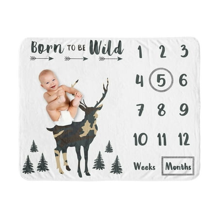 UPC: 0846480086666 | Woodland Camo Milestone Baby Blanket by Sweet Jojo Designs