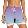 thumbnail image 4 of LEKWK Athletic Shorts for Women with Liner High Waisted Drawstring Gradient Swim Trunks Loose Fit Casual Workout Shorts for Gym Yoga Running, 4 of 6