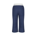 thumbnail image 5 of HAPIMO Cotton Linen Capri Cuff Pants for Women Clearance Summer Solid Relaxed Trousers Fashion Sale High Elastic Waist Casual Comfy Blue M, 5 of 6