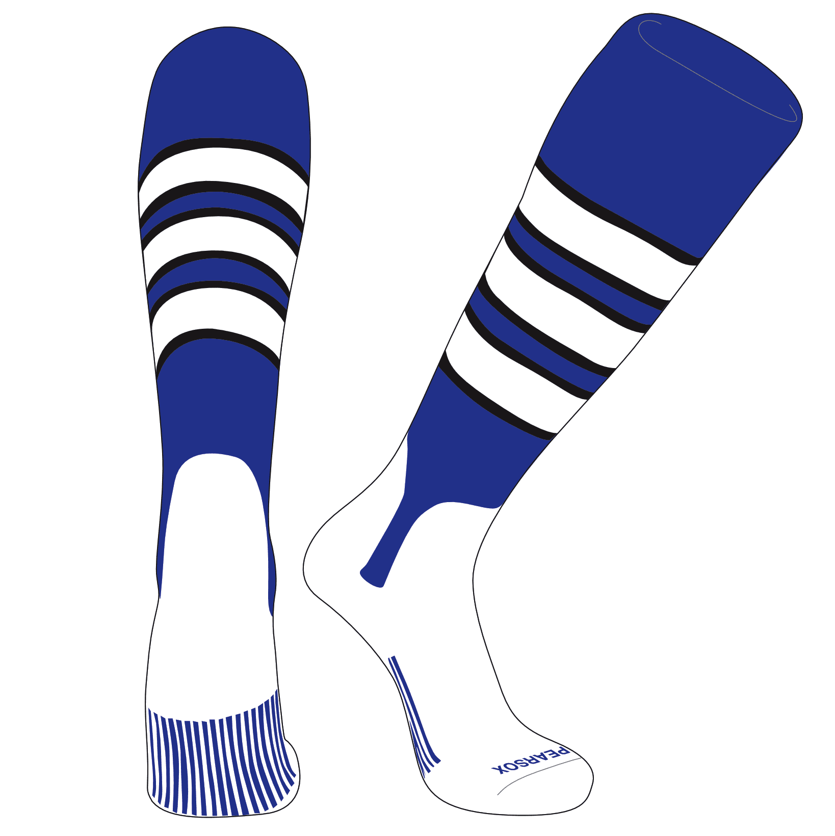 White, Sky Blue Navy PEARSOX Elite Baseball Knee High Stirrup Socks I, 9in 