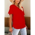 thumbnail image 3 of Womens Short Sleeve V Neck Dolman Tops with Side Shirring Loose Fit Shirts, 3 of 5