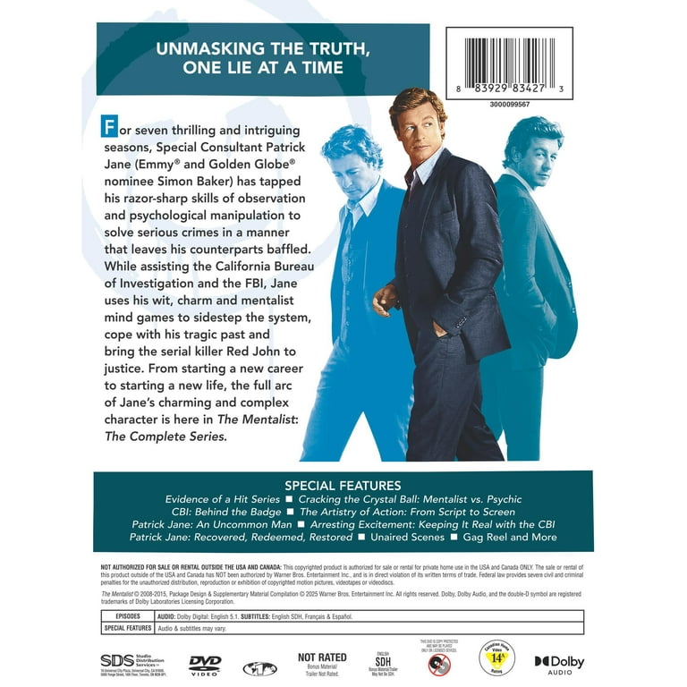 THE MENTALISTファースト、セカンド、サード、フォース　DVD THE MENTALIST THE COMPLETE SERIES SEASONS 1-7 (34-DVD SET ) | eBay