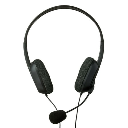 onn 3.5mm AUX Stereo Headset with Built-In Microphone, Black