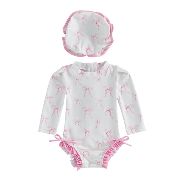 MEZZALL Summer Baby Girls Sun Swimwear Long Sleeve With Hood Rash Guard Bathing Suit For Toddler Pool With Cartoon / Flower Print Beachwear