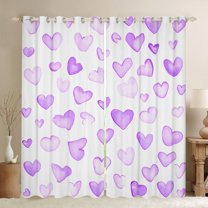 Manfei Cartoon Heart Pattern Black Out Curtains,Girl Cute Loves Curtains Pack of 2 (42x63 Each),Purple White Bedroom Curtains For Girls Teens,Microfiber Bedroom Decor