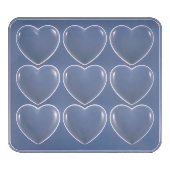 Heart Shape Epoxy Mold 9 Holes, Clearance, 6.8 x 6.29in DIY Resin Casting Jewelry Love Heart Keychain Pendant Making Silicone Mold