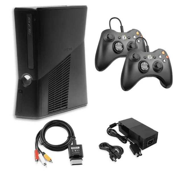 Microsoft - Xbox 360 S 250GB Game Console Black with 2 Retrofam Black Controllers (Refurbished)