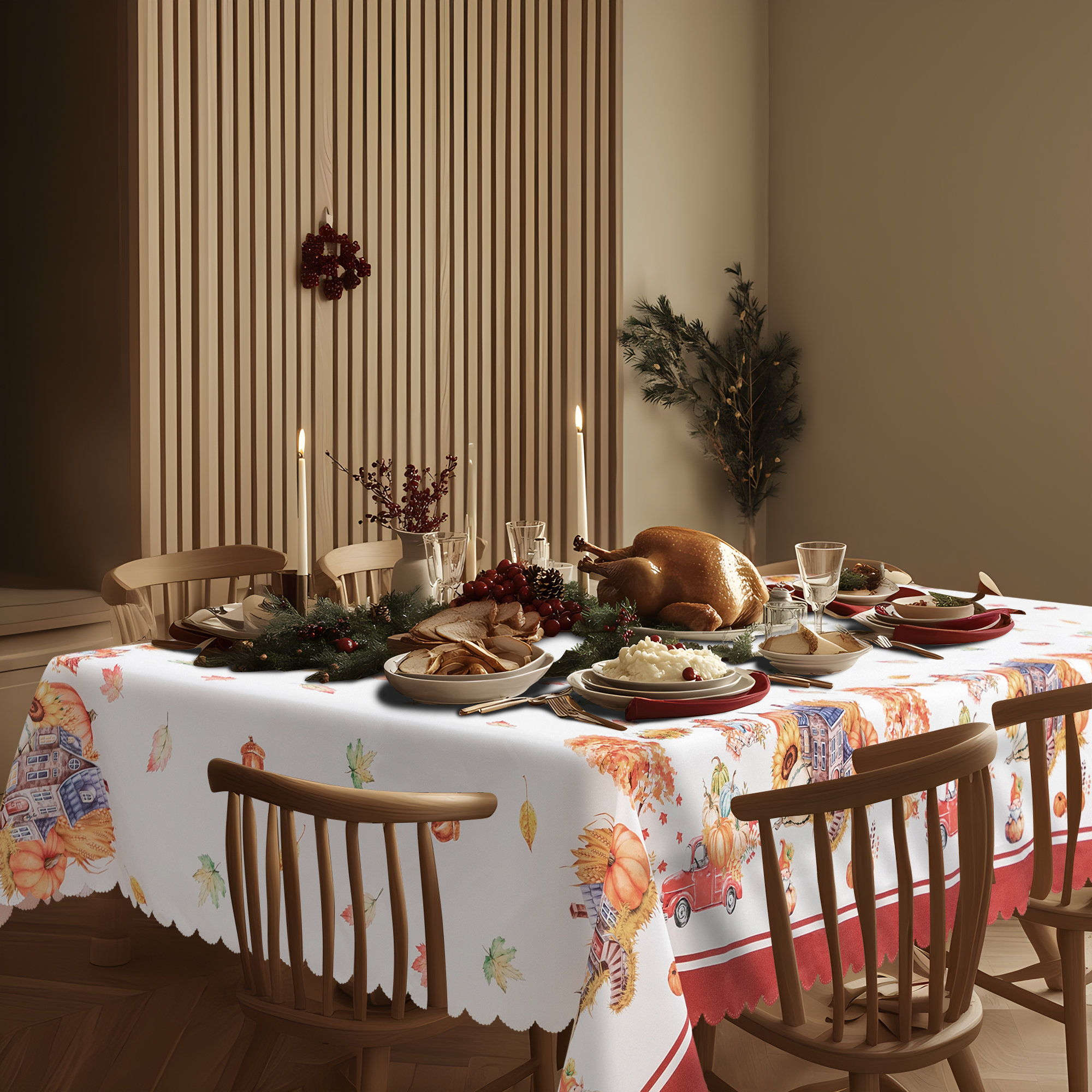 RAY STAR Large Christmas Table Cloth for Rectangle Table 60x120 Polyester Machine Washable Table Cloths, Thick Can not See Through Heavy Duty Tablecloth