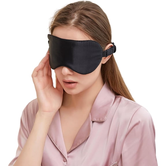 100% Mulberry Silk Sleep Mask for Women/Men Airplane Travel, Pure 22 Momme Silk Eye Mask Blackout for Sleeping, Ajustable, Luxury, Anti Wrinkle, Anti Aging Silk Blindfold, Made in USA