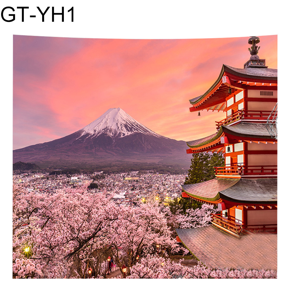 Decorative Tapestry Wall Hanging Tapestries Japan Pagoda Mt Fuji in The